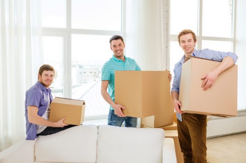 Fragile household items prepared for relocation in Merton